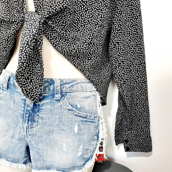 Front Tie Long Sleeve Silk Polyester Blouse Top - Picture 2 of 14